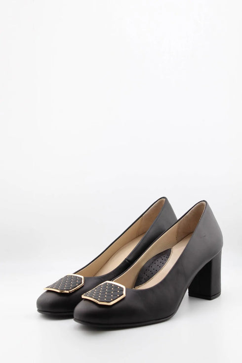 DFC Relax Block Heel Loafers with Quilted Accent
